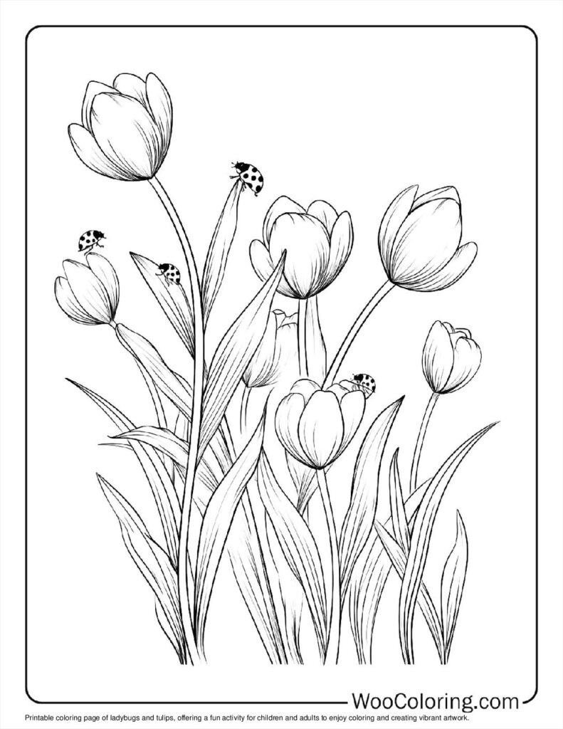 100  Tulip coloring pages  Free PDF To Print  - 19