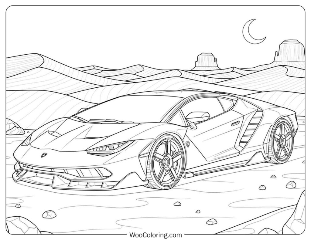 Lamborghini Centenario Low Three Quarter on Moonlit Desert Plain