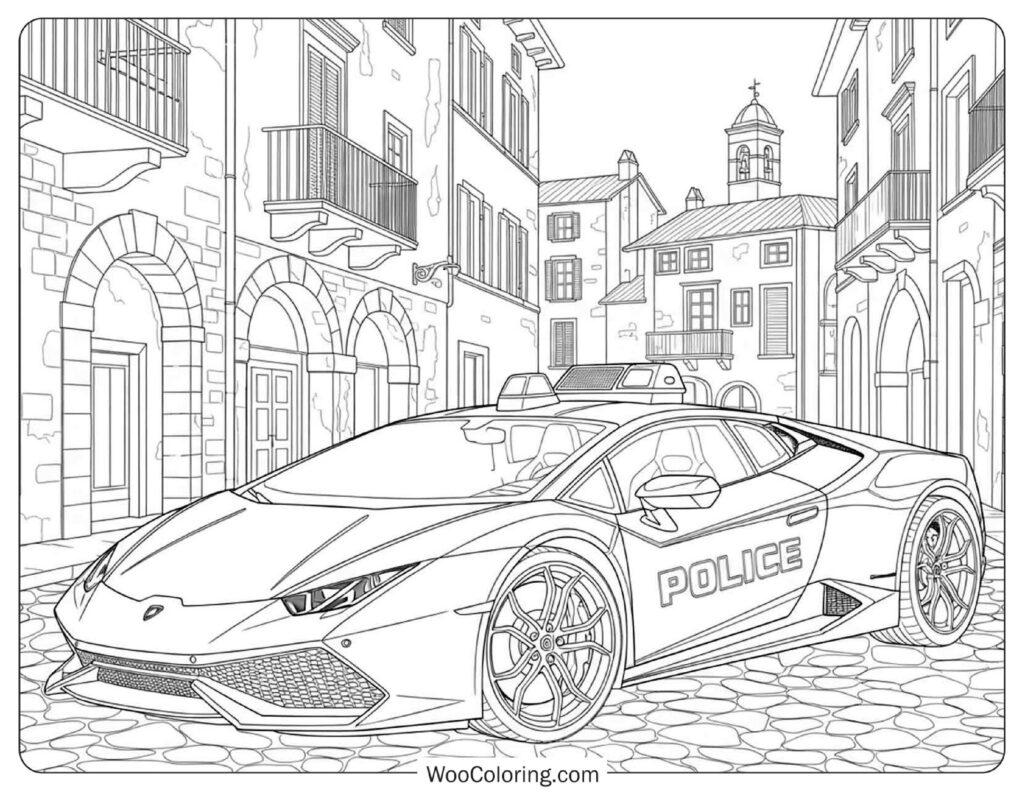 Lamborghini Police Car on Italian Cobblestone Street