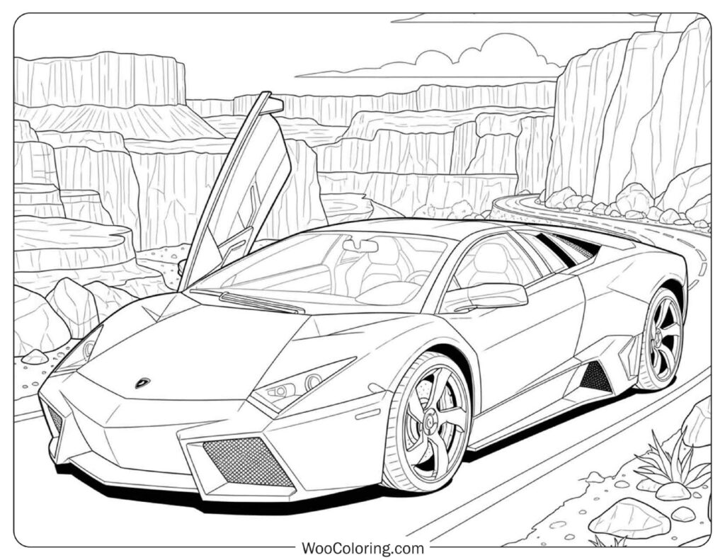 Lamborghini Reventón Desert Canyon Line Sketch