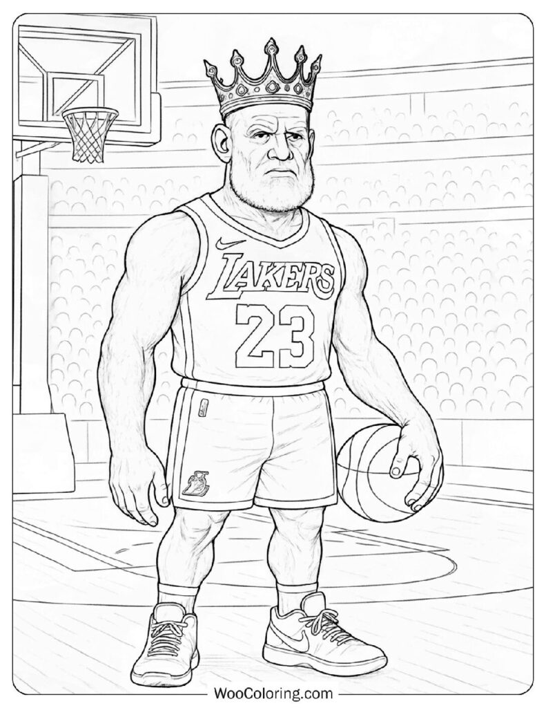 LeBron James Wears the Crown as the GOAT of Basketball Coloring Page