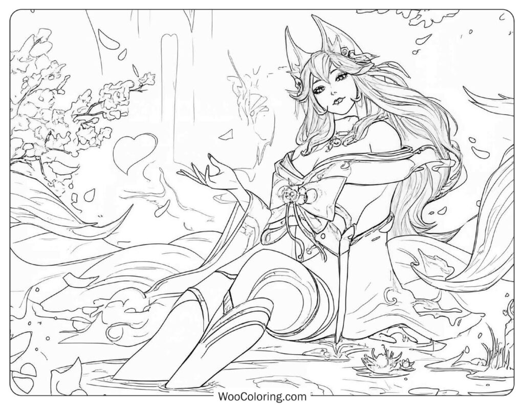 League of Legends Ahri Fox Spirit in Blossom Scene