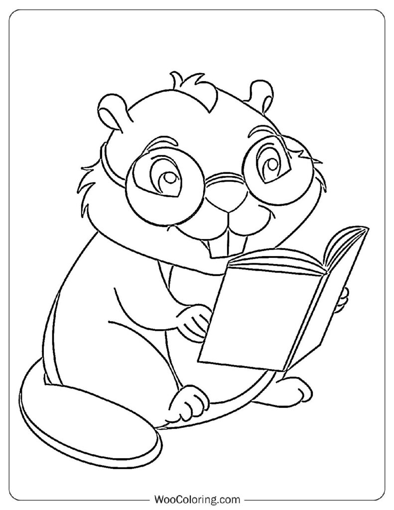 Learned Beaver Coloring Sheet