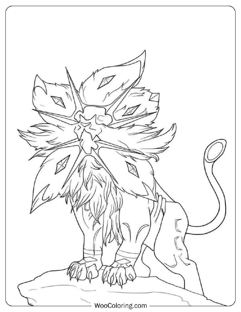 Legendary Pokémon Solgaleo Coloring Sheet for Kids