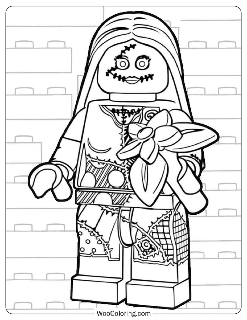 Sally from Lego Disney’s Nightmare Before Christmas Walking Through a Spooky Forest