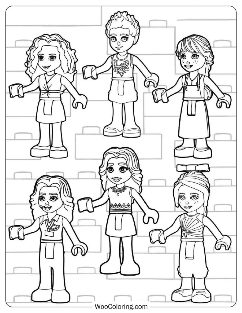 Donna Charli Fiona Dr Vidya Adi and Mia from Lego Friends in a Community Center Activity