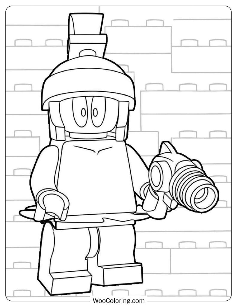 Marvin the Martian from Lego Looney Tunes Series 1 Standing with His Classic Helmet and Ray Gun