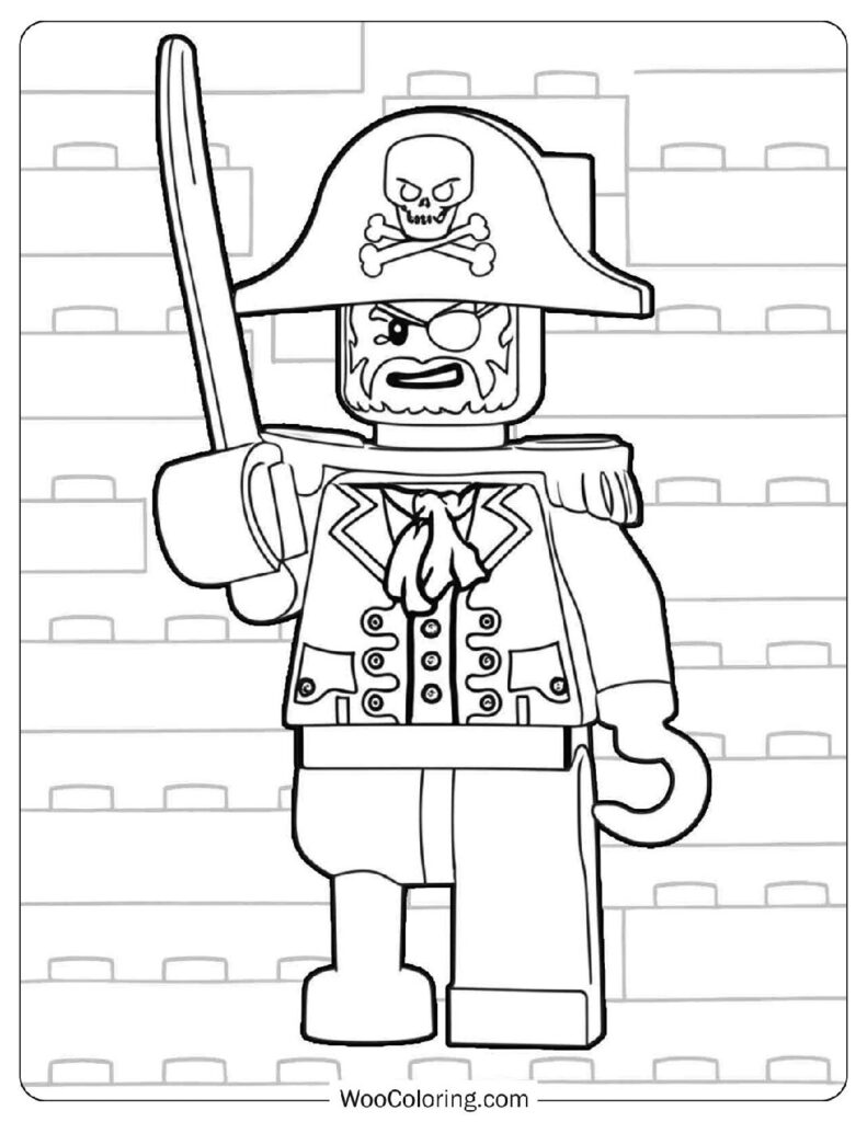 Pirate Captain Brickbeard Also Known as Redbeard Holding a Treasure Map and Sword in a Battle Pose
