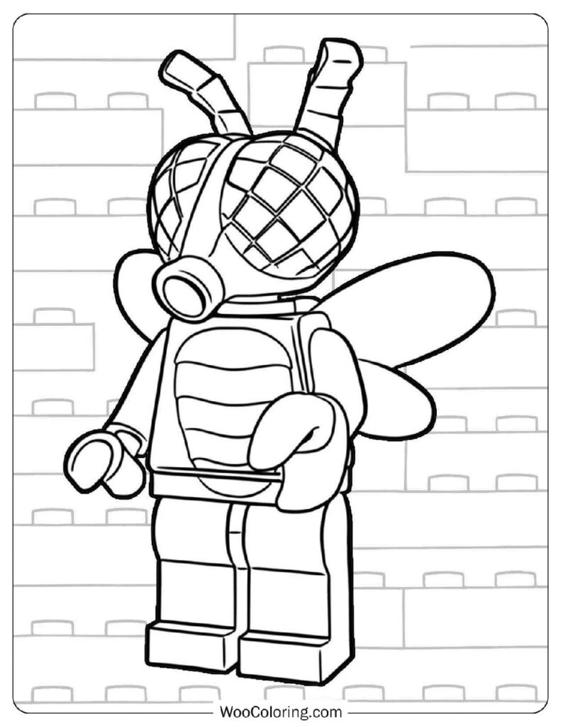 Fly Monster with Insect Wings and Claws from Lego Minifigure Series 14 in a Creepy Action Pose Coloring Page
