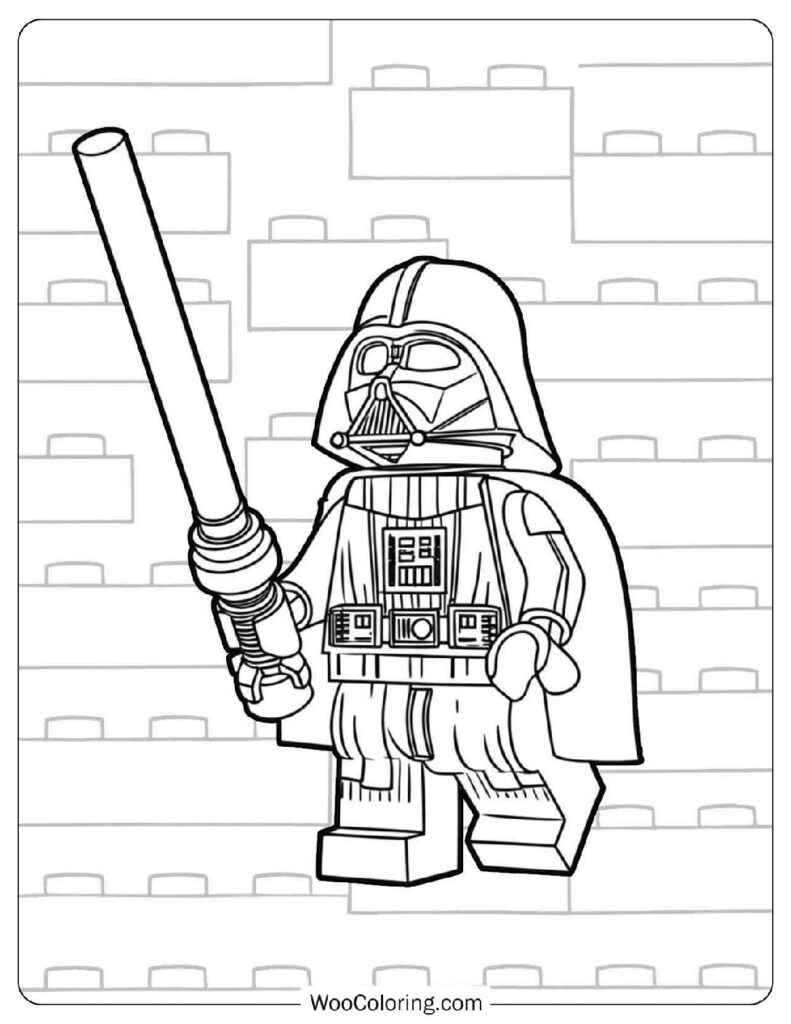 Darth Vader from Lego Star Wars Holding a Red Lightsaber in a Dramatic Pose