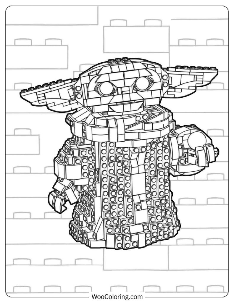 Grogu Also Known as Baby Yoda Sitting in His Floating Cradle from Lego Star Wars The Mandalorian