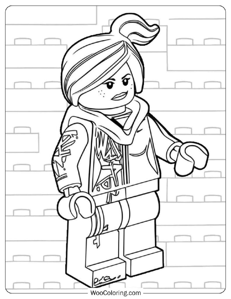 Wyldstyle from The Lego Movie with Hoodie Down Walking Confidently Through Bricksburg