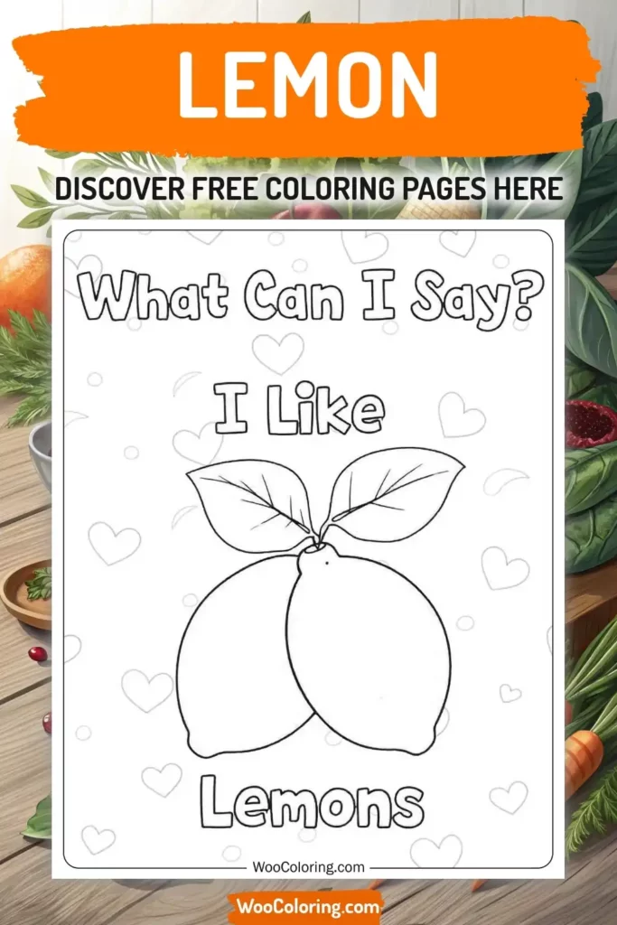 Lemon coloring pages designs with food