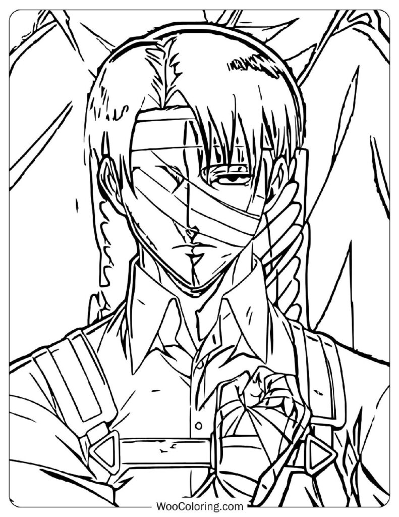 Levi Ackerman Coloring Page for Kids – Iconic Attack on Titan Warrior with Battle Scars