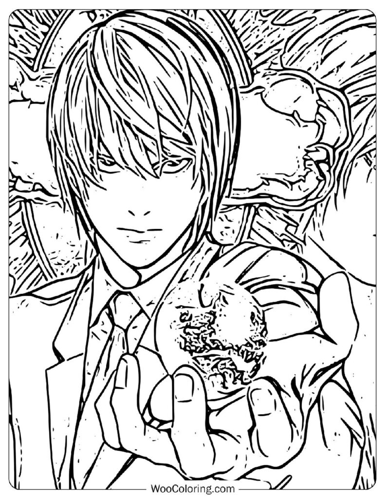 Light Yagami – The Brilliant Yet Tragic Mastermind of Death Note Picture To Color