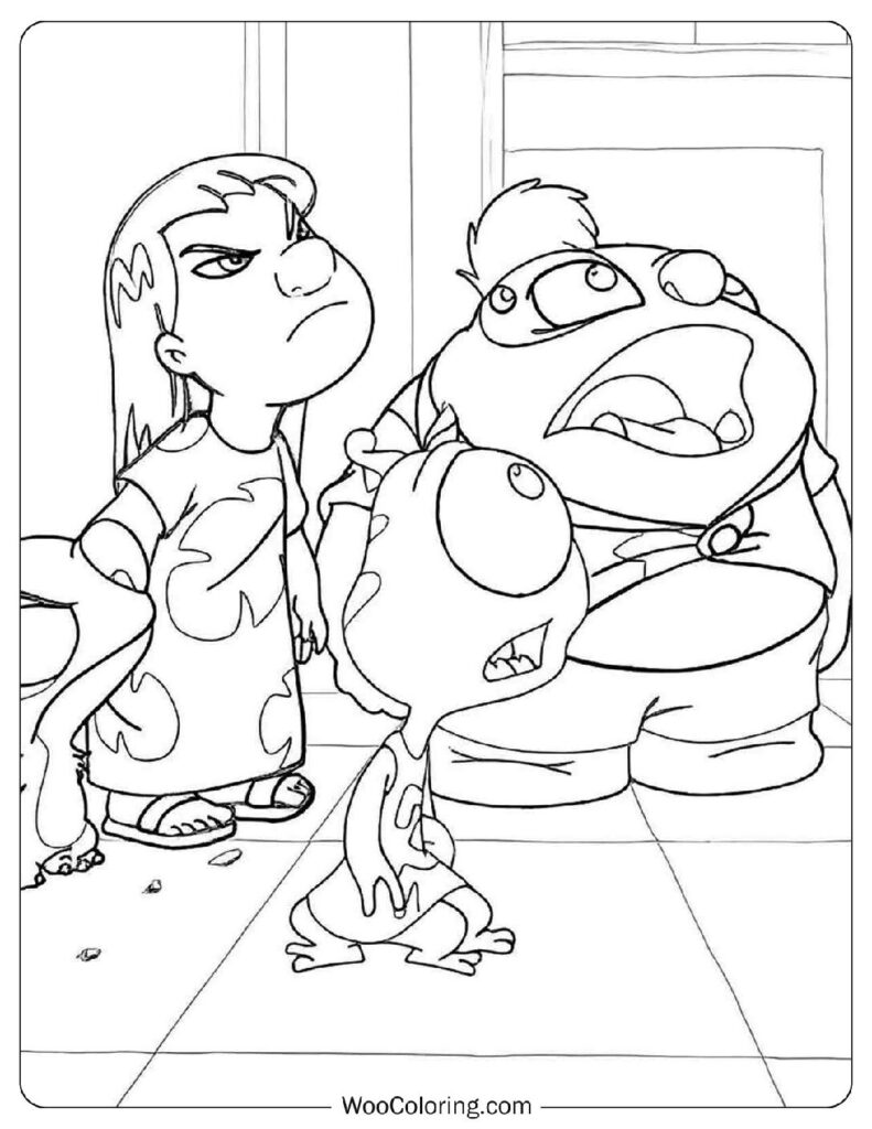 Lilo, Baby Wendy, Pleakley and Jumba Jookiba Line Art