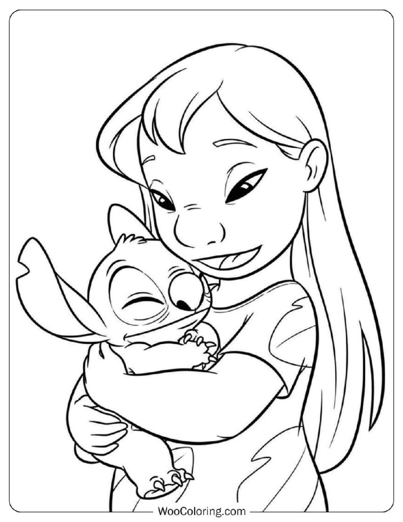 Lilo Holding Baby Stitch with Love and Tenderness