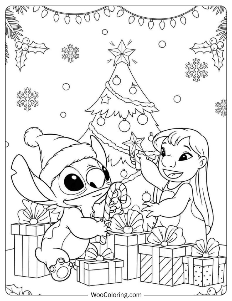 Lilo and Stitch Playing Guitar under Palm Trees
