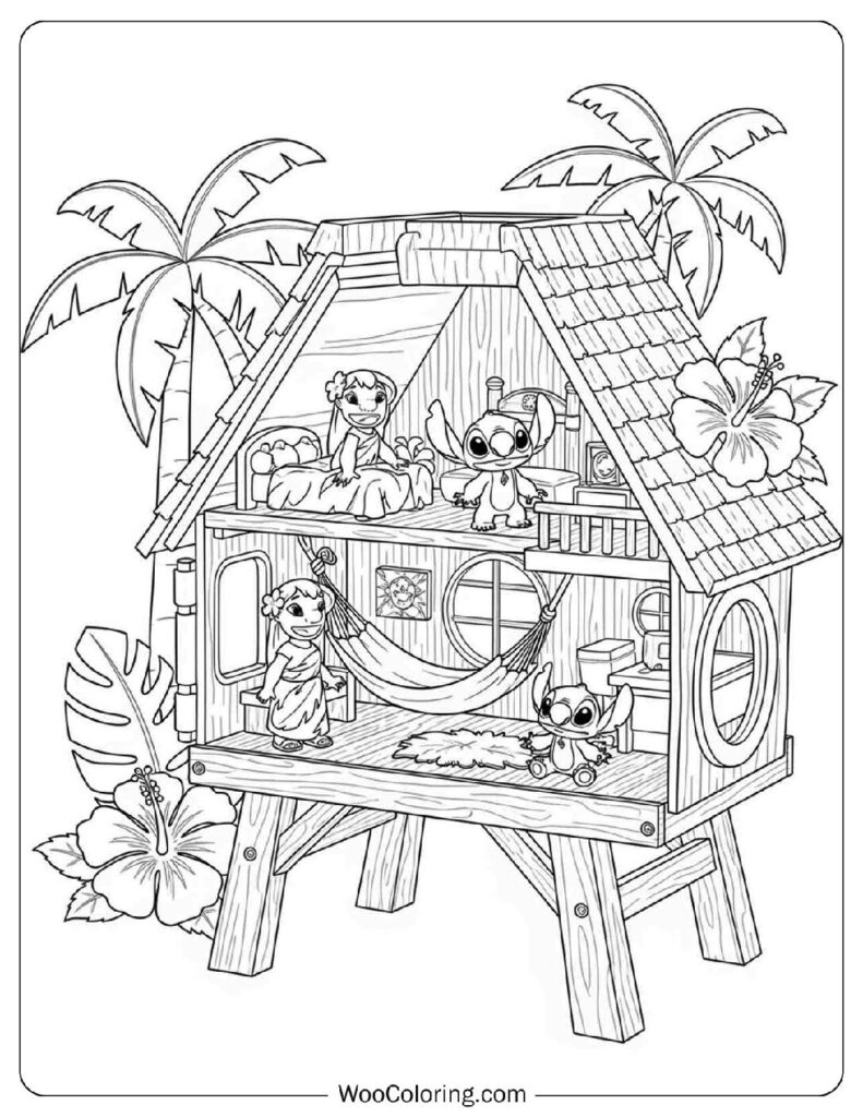 Lilo’s House Playset Stilted Dollhouse Coloring Picture