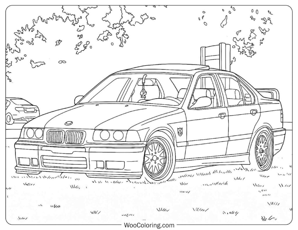 Line Art of E36 BMW M3 with Sporty Touches