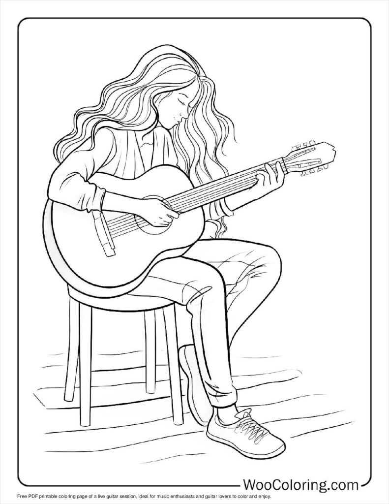 100  Guitar coloring pages  Free PDF To Print  - 5