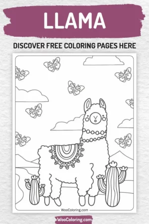 Llama coloring pages designs for kids