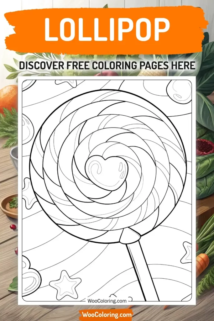 Lollipop coloring pages designs with food