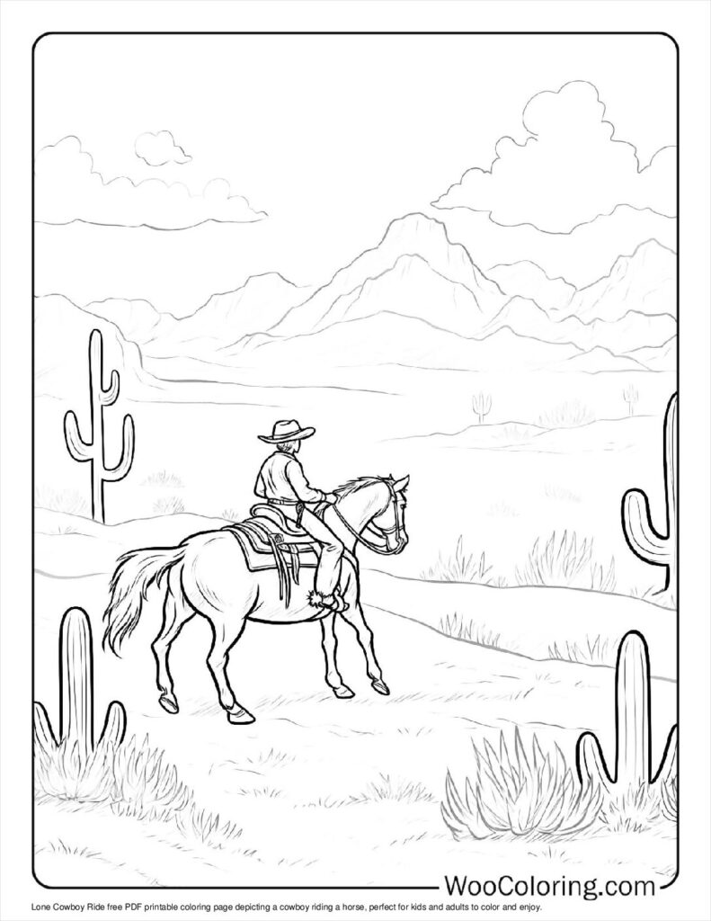 100  Cowboy coloring pages  Free PDF To Print  - 6