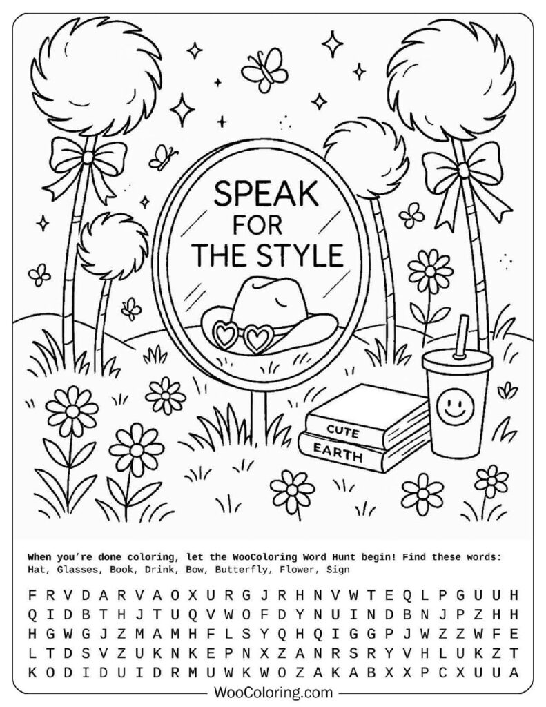 Lorax Preppy Truffula Tree Scene with Bows and Sparkles