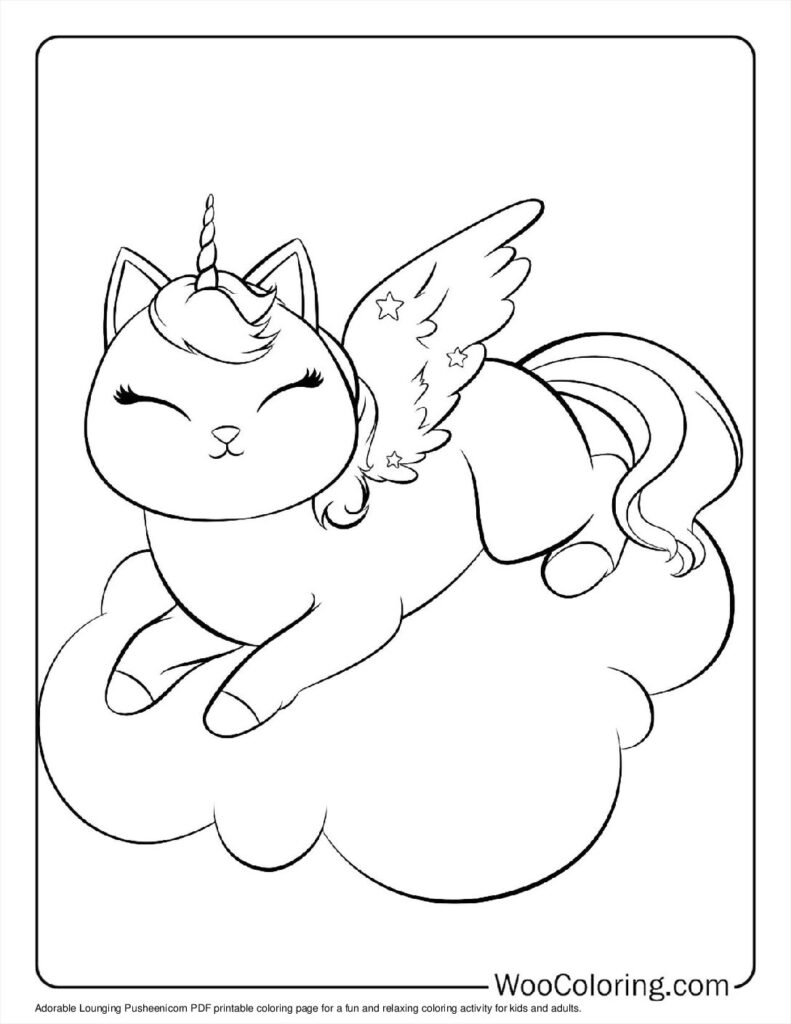 100  Unicorn Cat coloring pages  Free PDF To Print  - 95