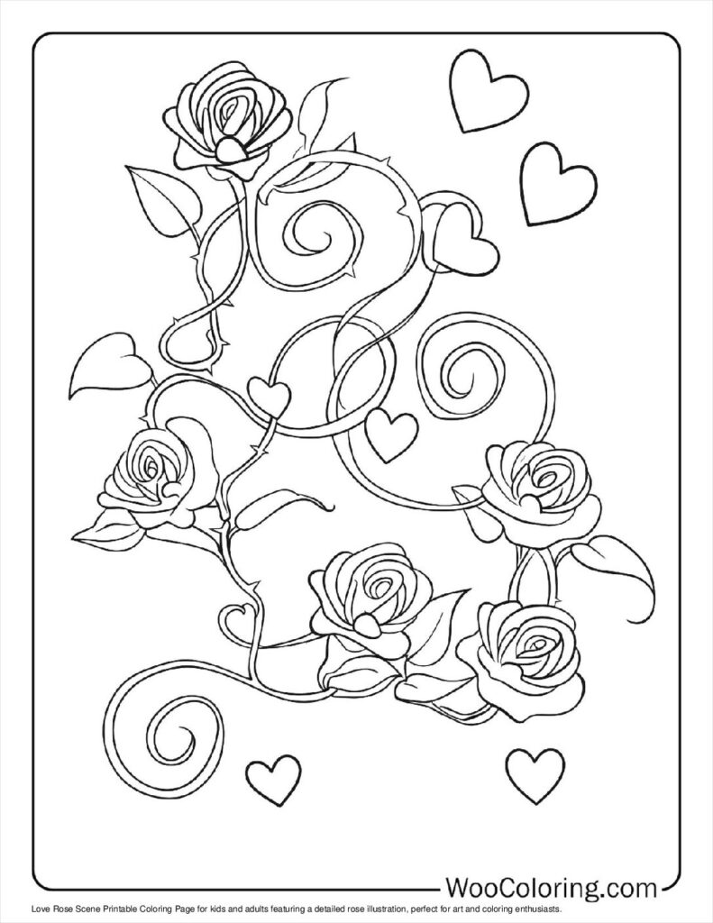 100  Rose coloring pages  Free PDF To Print  - 6