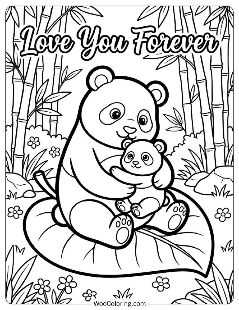 Love You Forever Card with Mama and Baby Pandas