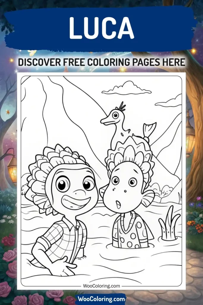Luca coloring pages designs from Disney
