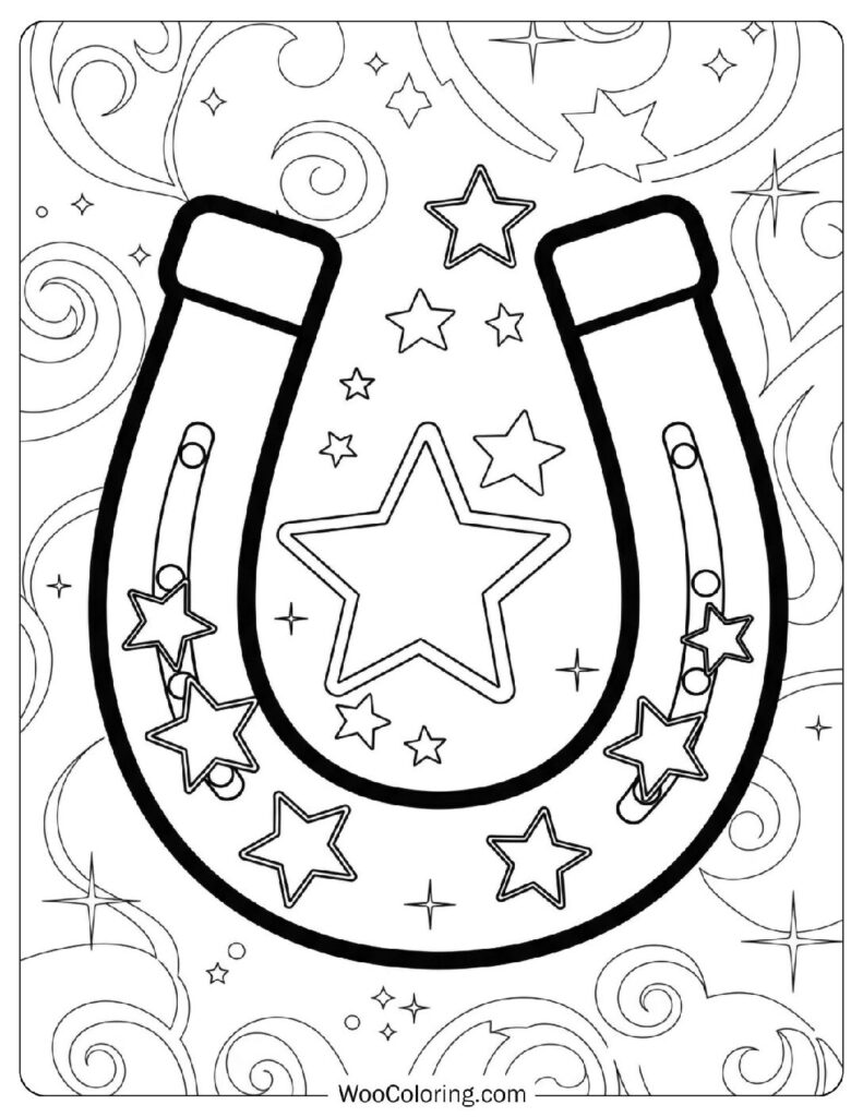 Lucky Horseshoe Outline with Stars