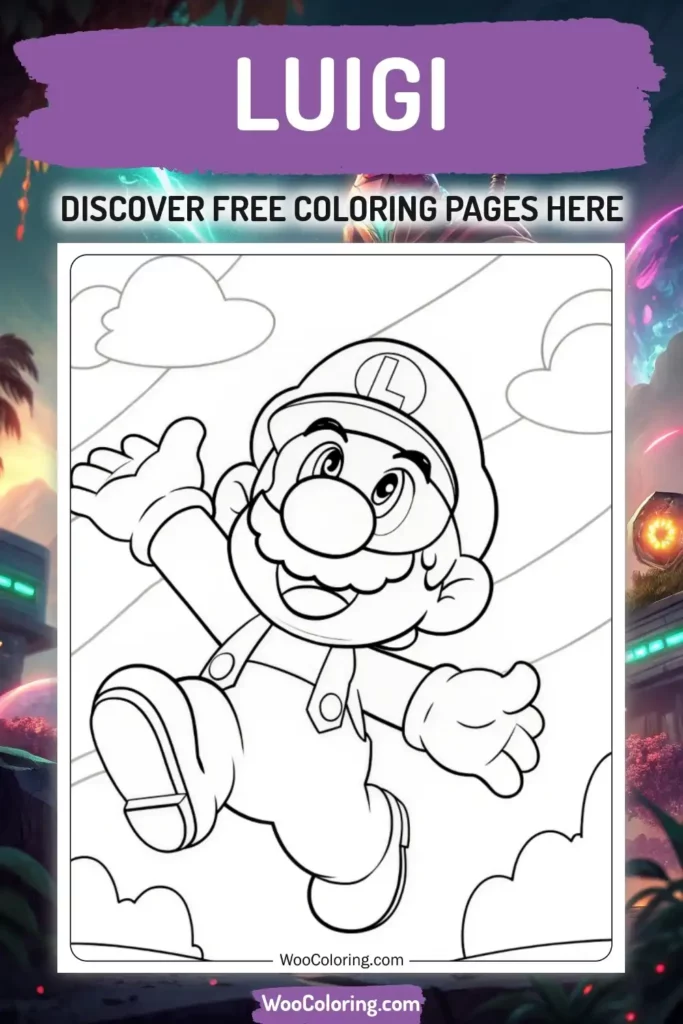 Luigi coloring pages designs from video game