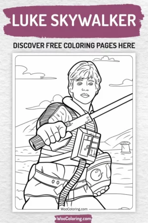 Luke Skywalker coloring pages designs for kids
