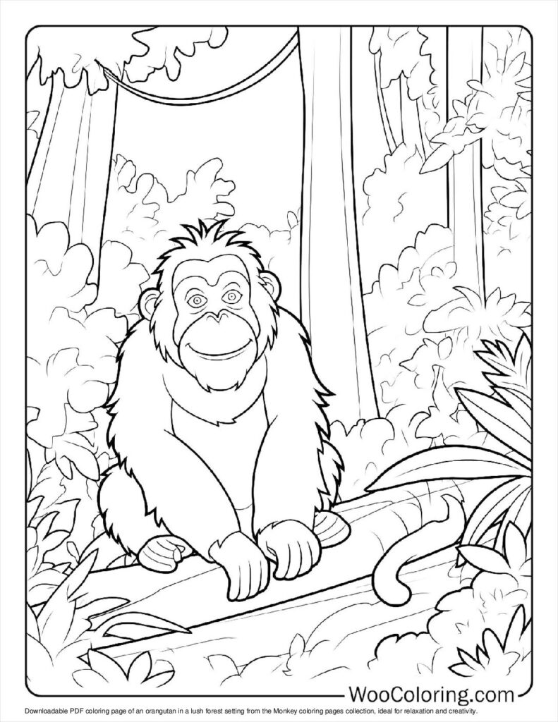 100  Monkey coloring pages  Free PDF To Print  - 91
