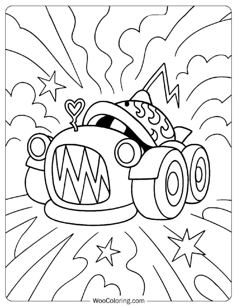 Mad Bumper Hot Rod From Kingdom Hearts II Coloring Page For Kids
