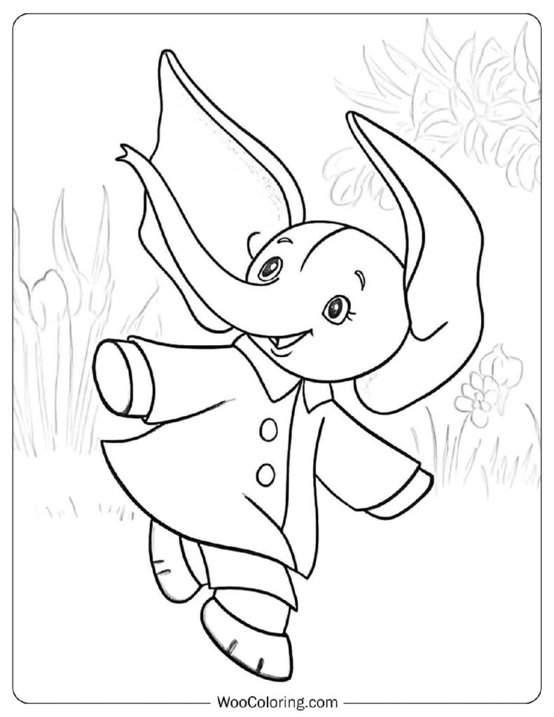Magic Adventures of Mumfie the Friendly Elephant Coloring Sheet