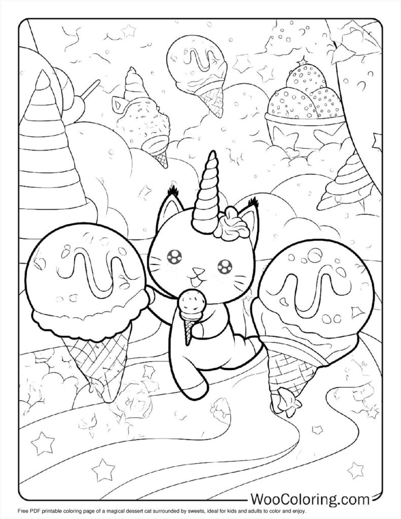 100  Unicorn Cat coloring pages  Free PDF To Print  - 6