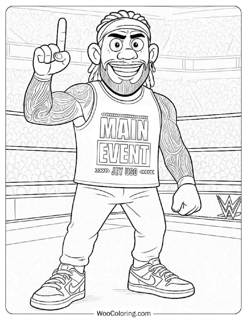 Main Event Jey Uso WWE Superstar Spotlight Picture To Color