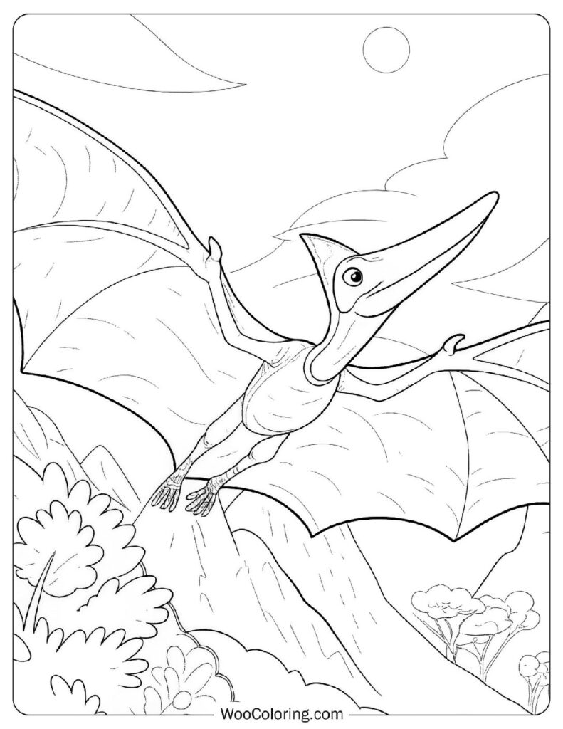 Majestic Pterodactyl Over Mountains For Kids