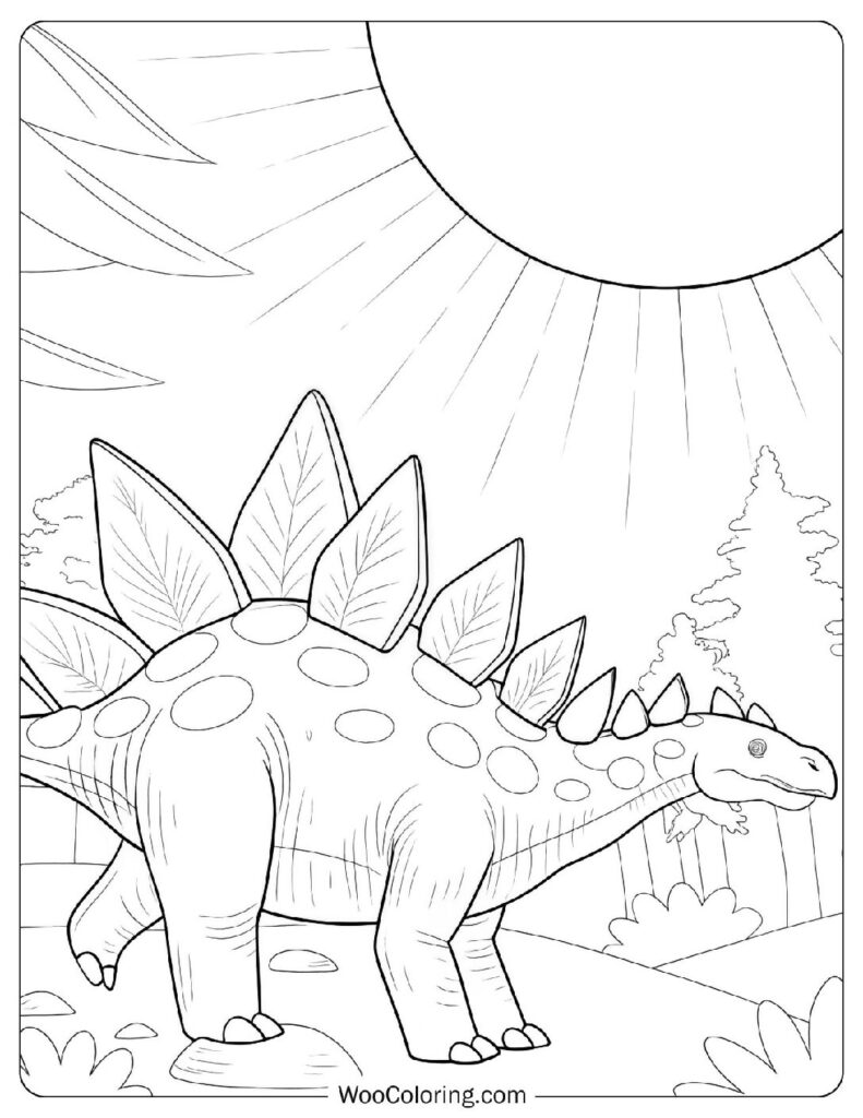 Majestic Stegosaurus under the Sun Picture To Color