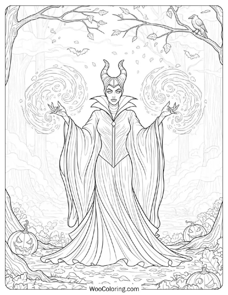 Maleficent’s Halloween Spell coloring page