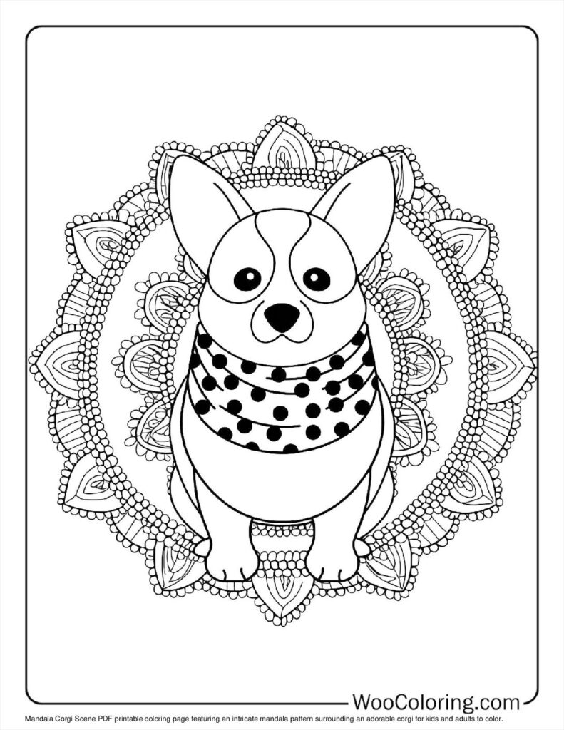 Mandala Corgi Scene