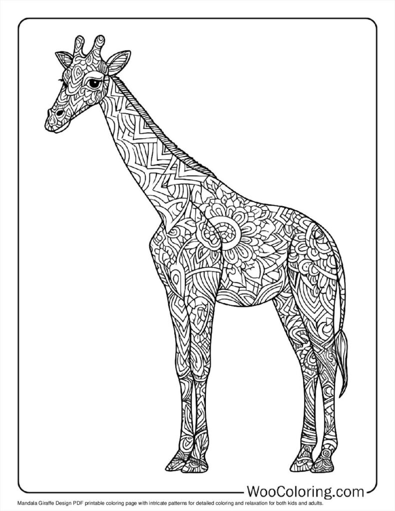Mandala Giraffe Design To Color