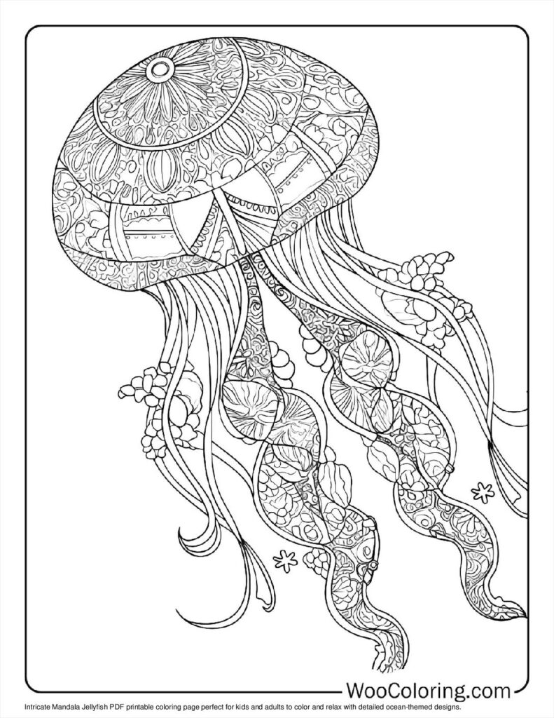 Mandala Jellyfish Coloring In For Kids