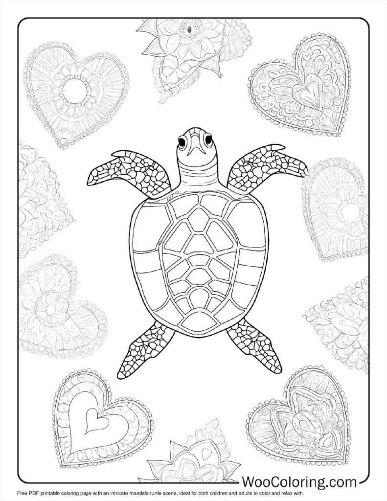 Mandala Turtle Scene To Color