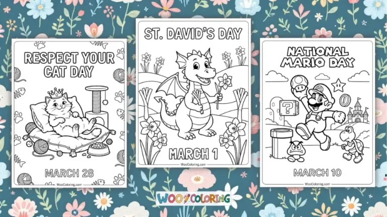 March Coloring Pages Design Image