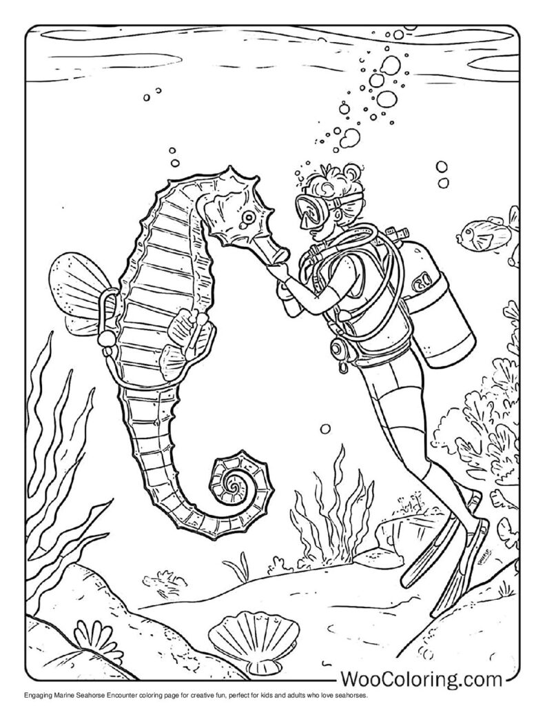 100  Seahorse coloring pages  Free PDF To Print  - 16